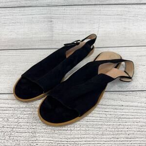 Caslon Women's Black Genuine Leather Open Toe Buckle Sandals Size 11